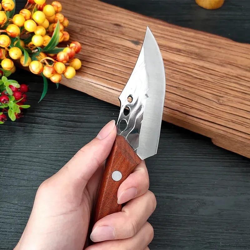 Cuchillo con mango de anillo de acero inoxidable forjado a mano