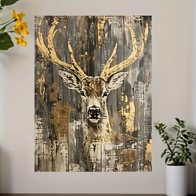 Póster con impresión artística en lienzo de ciervo abstracto