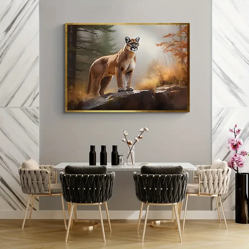 1 lienzo de arte de pared con un puma vibrante