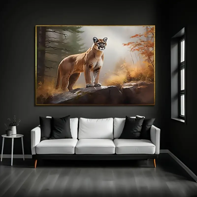 1 lienzo de arte de pared con un puma vibrante