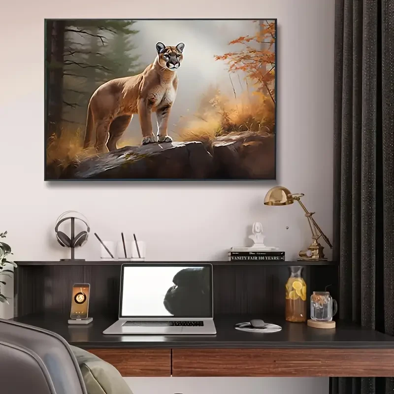 1 lienzo de arte de pared con un puma vibrante