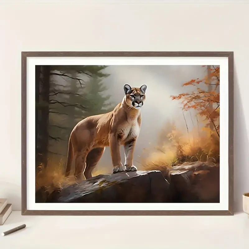 1 lienzo de arte de pared con un puma vibrante