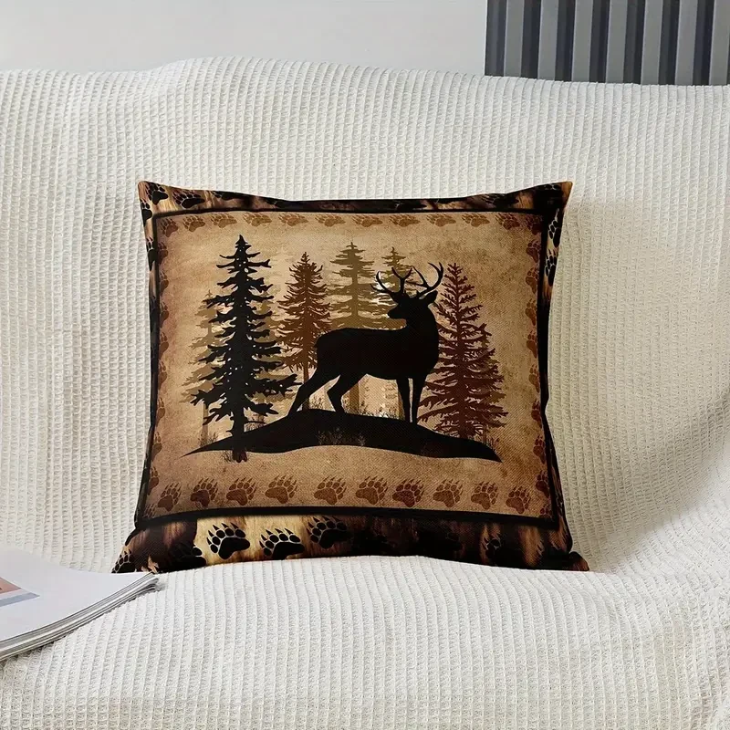 2 fundas de almohada cortas de peluche con forma de ciervo