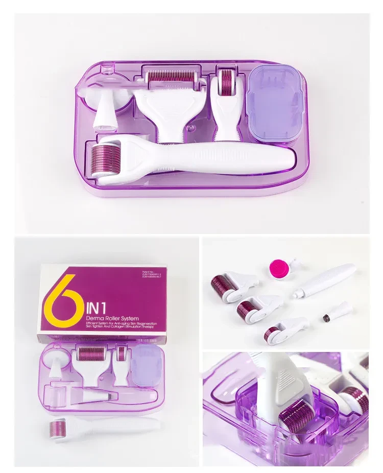 DermaKit - Set de rodillos 6 en 1 para el cuidado facial y de la piel con microagujas