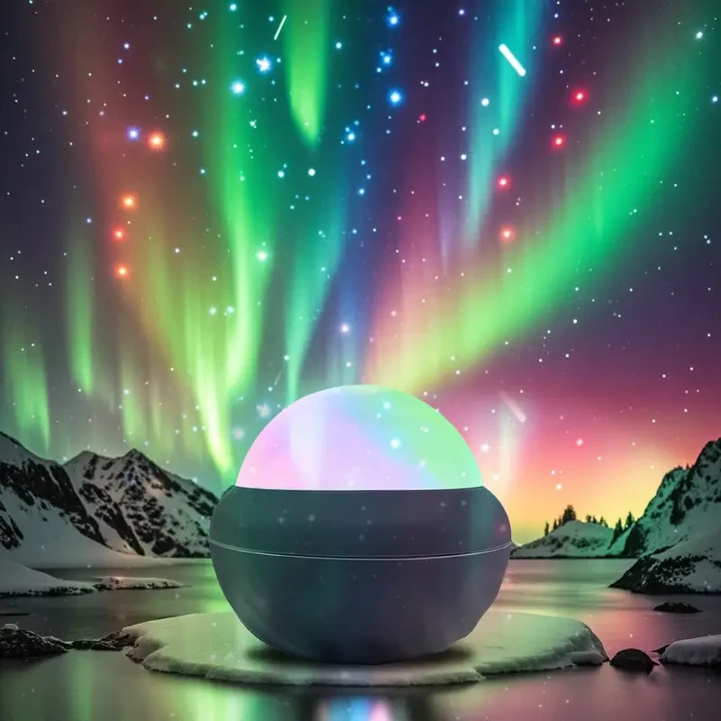 Proyector LED Aurora Wave: luz nocturna 2 en 1 de auroras boreales y olas del océano con control remoto.