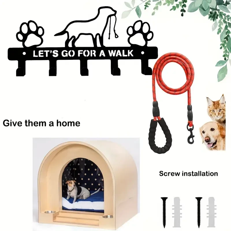 Gancho para llaves de metal con encanto rústico para perro: almacenamiento duradero a prueba de óxido para montar en la pared para llaves.