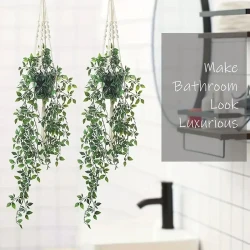 2 plantas de simulación, planta verde mandala colgante, adecuada para la decoración del hogar, sala de estar y baño.