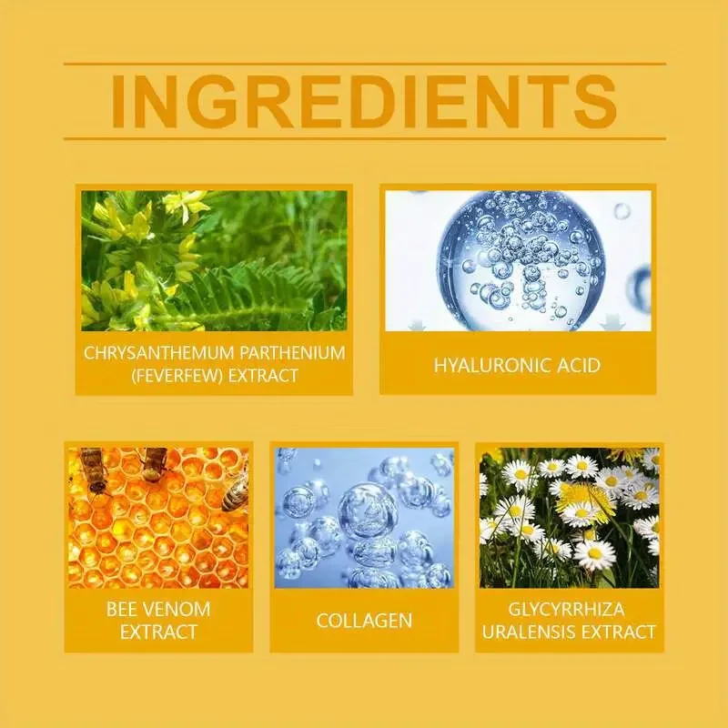 Mascarillas para ojos con ácido hialurónico y glicerina sin perfume (60 unidades) para mujer: parches hidratantes para todo tipo de piel con extractos de matricaria y veneno de abeja para reafirmar e hidratar la piel.