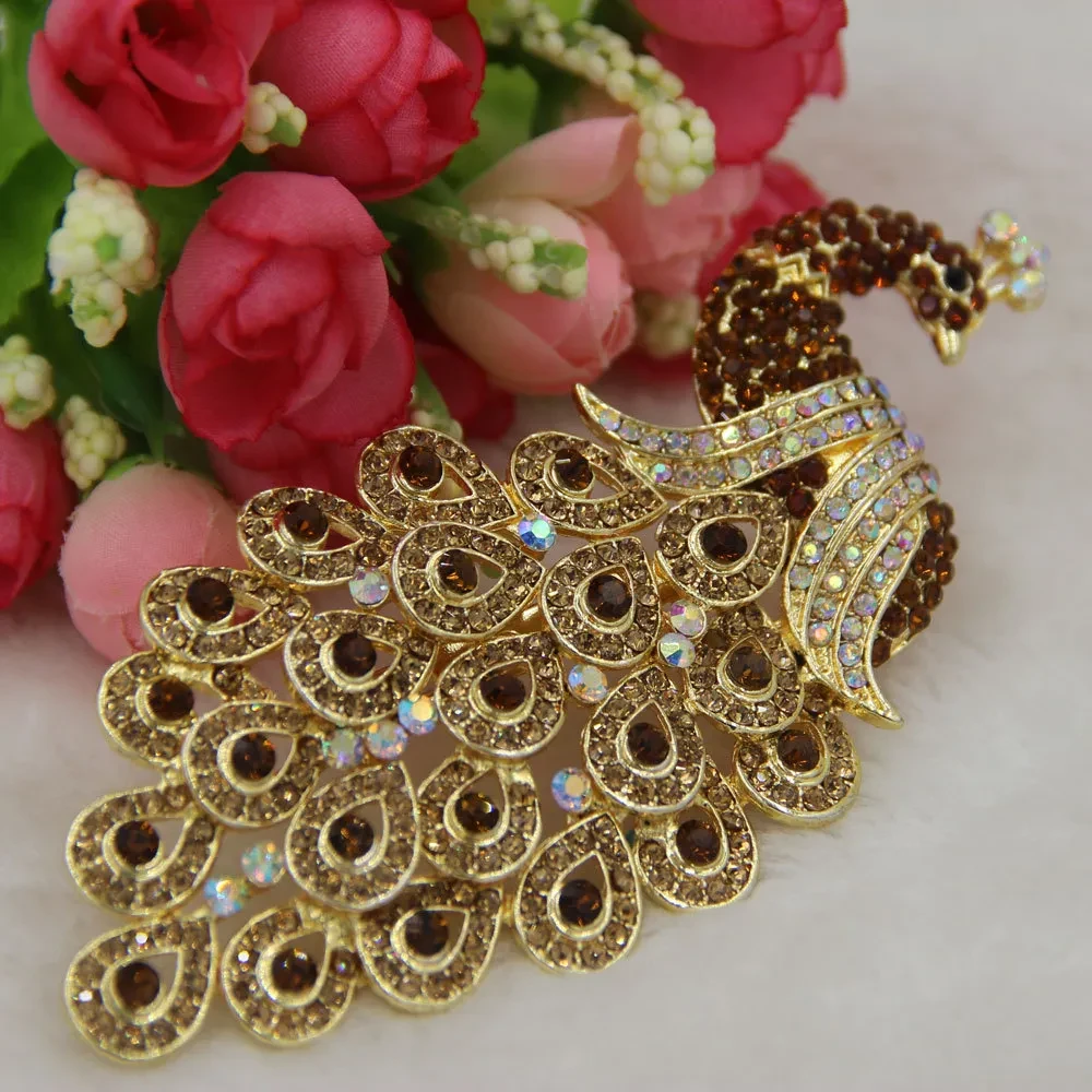 Broche de pavo real, ramillete, chal