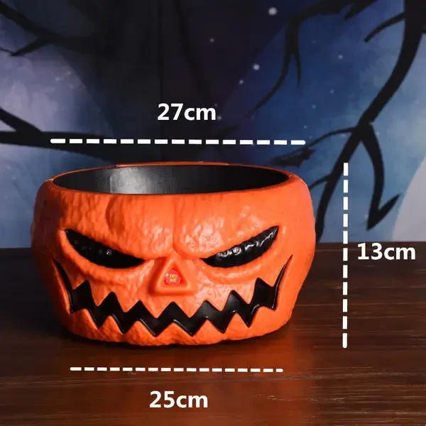 Cuenco de dulces con calabaza parlante eléctrica para disfrazarse de Halloween