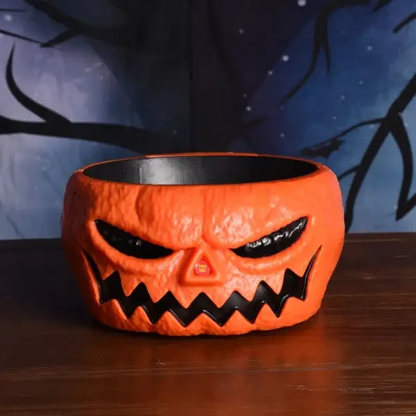 Cuenco de dulces con calabaza parlante eléctrica para disfrazarse de Halloween
