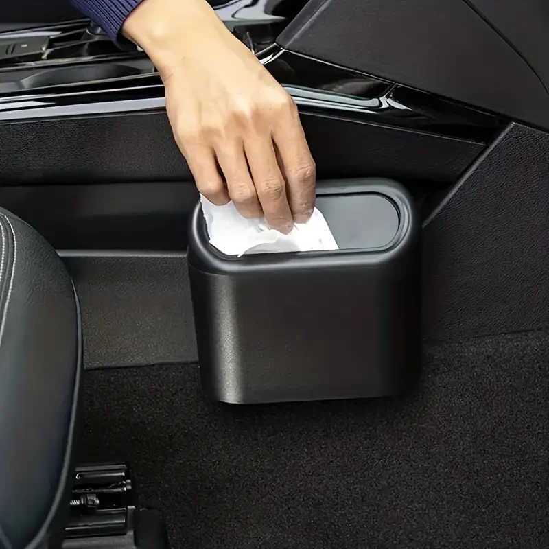 Papelera para coche, minicontenedor, caja de almacenamiento, organizador y accesorios esenciales.