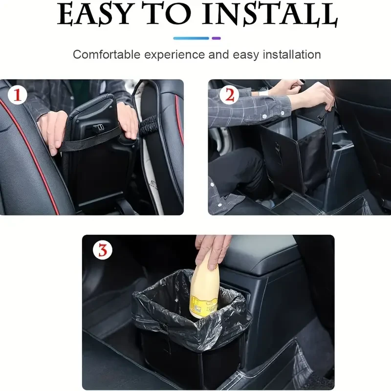 Cubo de basura plegable premium para coche: impermeable y a prueba de fugas con gran capacidad, bolsa de almacenamiento colgante perfecta para organizar el interior del coche.