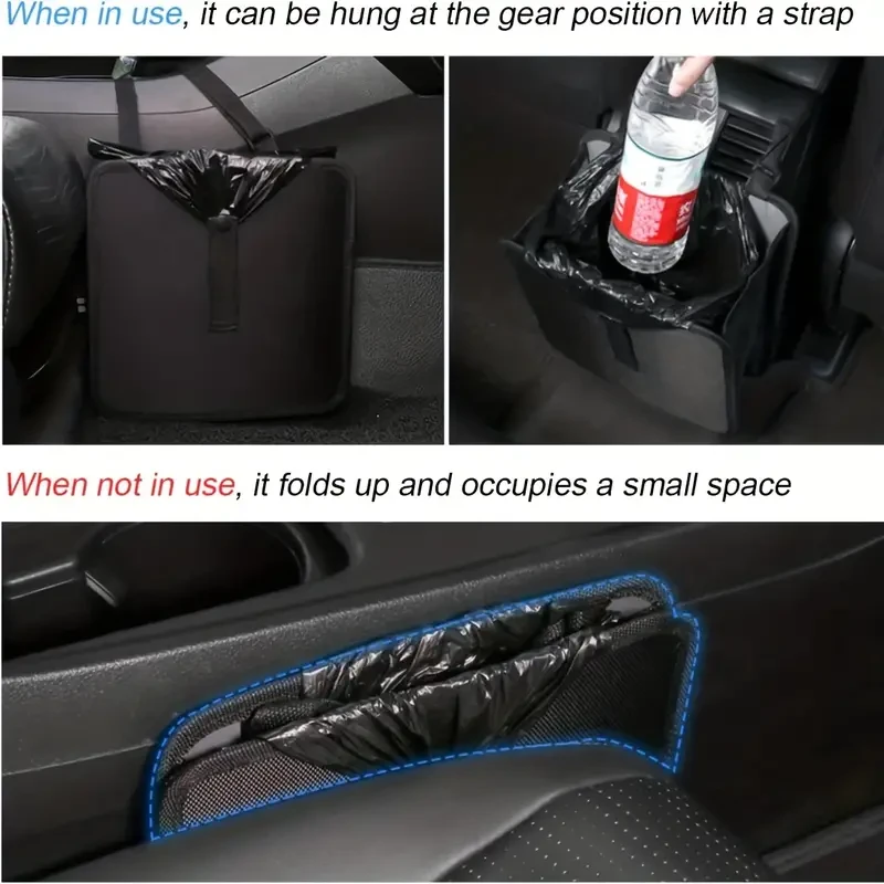 Cubo de basura plegable premium para coche: impermeable y a prueba de fugas con gran capacidad, bolsa de almacenamiento colgante perfecta para organizar el interior del coche.