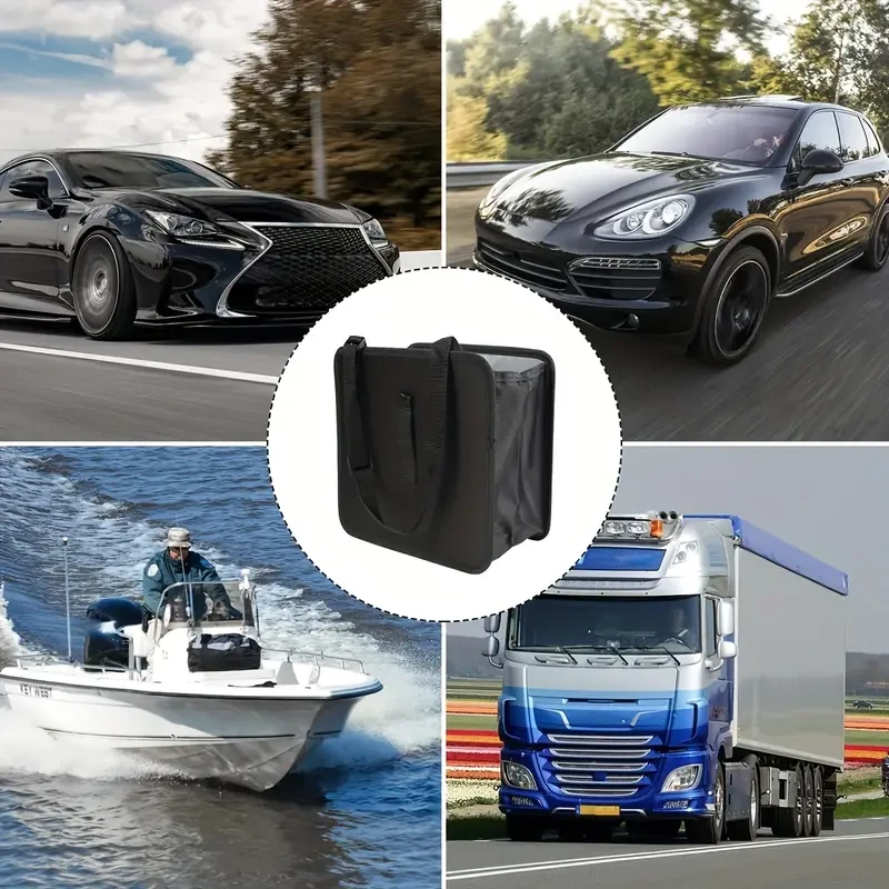 Cubo de basura plegable premium para coche: impermeable y a prueba de fugas con gran capacidad, bolsa de almacenamiento colgante perfecta para organizar el interior del coche.