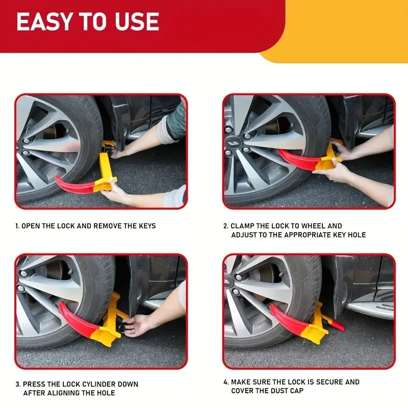 Bloqueo de rueda antirrobo con abrazadera ajustable para maletero, remolque, coche, camión, barco, ATV, RV, SUV, coche, carrito de golf, barcos, motocicletas, gran disuasión, brillante