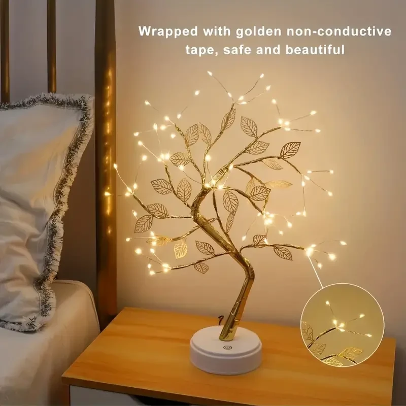 1 lámpara de mesa con forma de rama de árbol bonsái