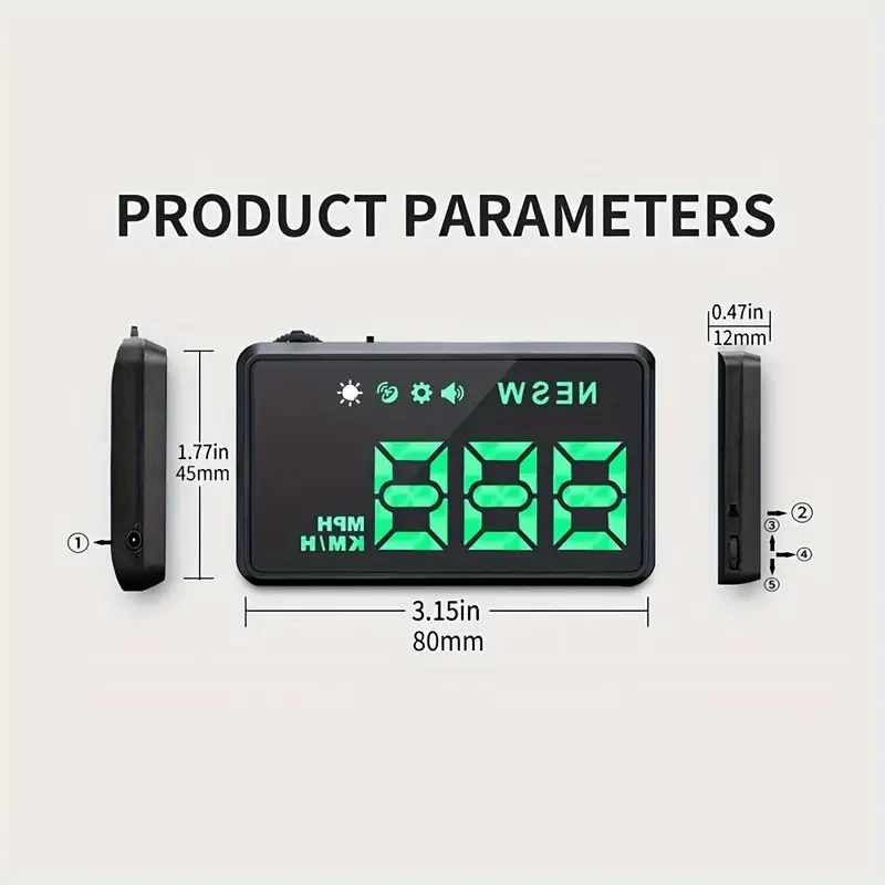 Velocímetro universal para coche KWHUD con brújula