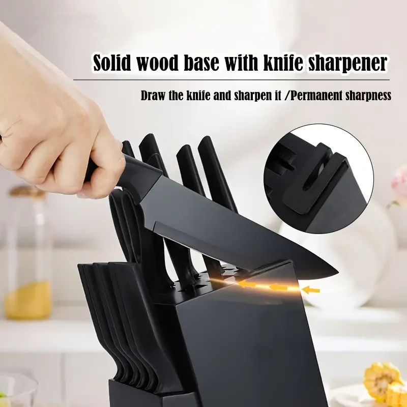 Juego de cuchillos de cocina de 14 piezas con bloque autoafilable