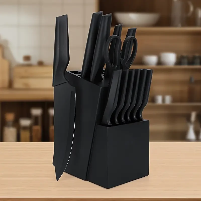 Juego de cuchillos de cocina de 14 piezas con bloque autoafilable
