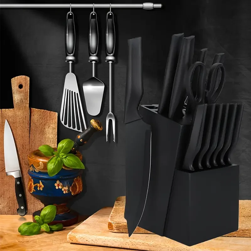 Juego de cuchillos de cocina de 14 piezas con bloque autoafilable