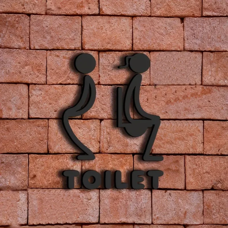 Letrero para puerta de baño unisex de acrílico 3D con diseño elegante en negro