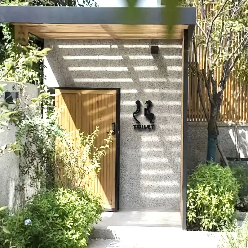 Letrero para puerta de baño unisex de acrílico 3D con diseño elegante en negro