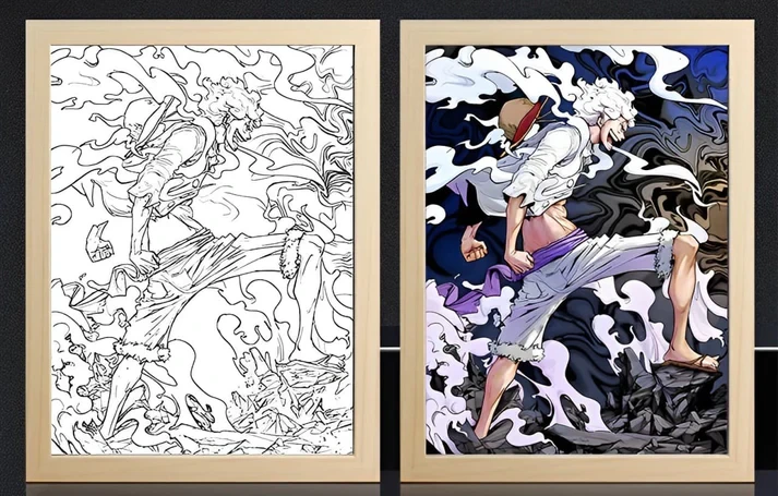 Marco de luz oscura y escalonada de Luffy de One Piece