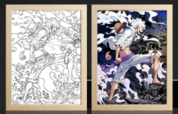 Marco de luz oscura y escalonada de Luffy de One Piece