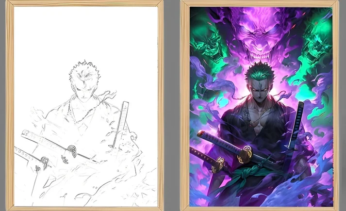 Marco de luz Haki Zoro Busoshoku de una pieza