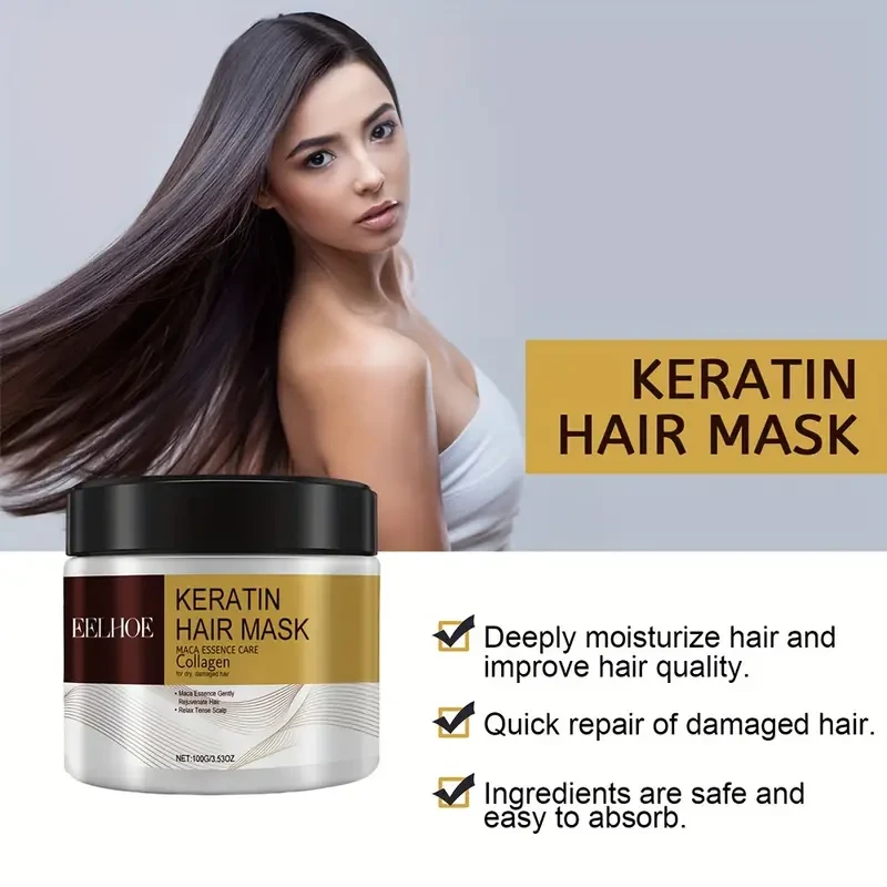 Mascarilla capilar reparadora e hidratante: nutre y repara profundamente el cabello dañado, previene la sequedad, las puntas abiertas y los enredos.