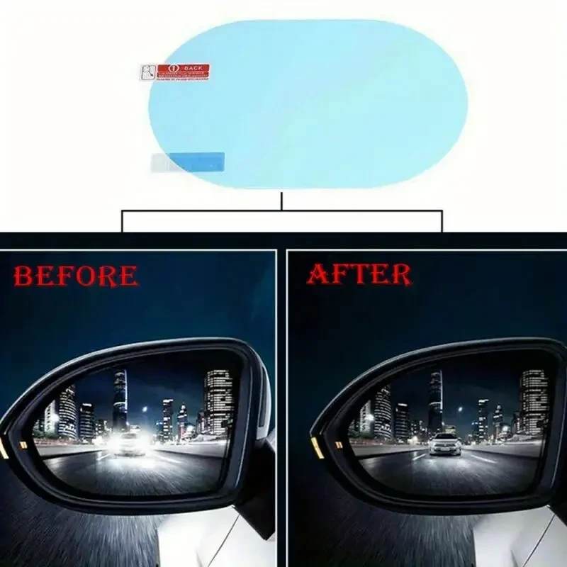 Película protectora a prueba de lluvia para espejos laterales de coche (paquete de 2) - Adhesivo antivaho transparente para espejos laterales para una conducción segura - Fácil instalación, no necesita electricidad ni pilas - Perfecto para la preparación
