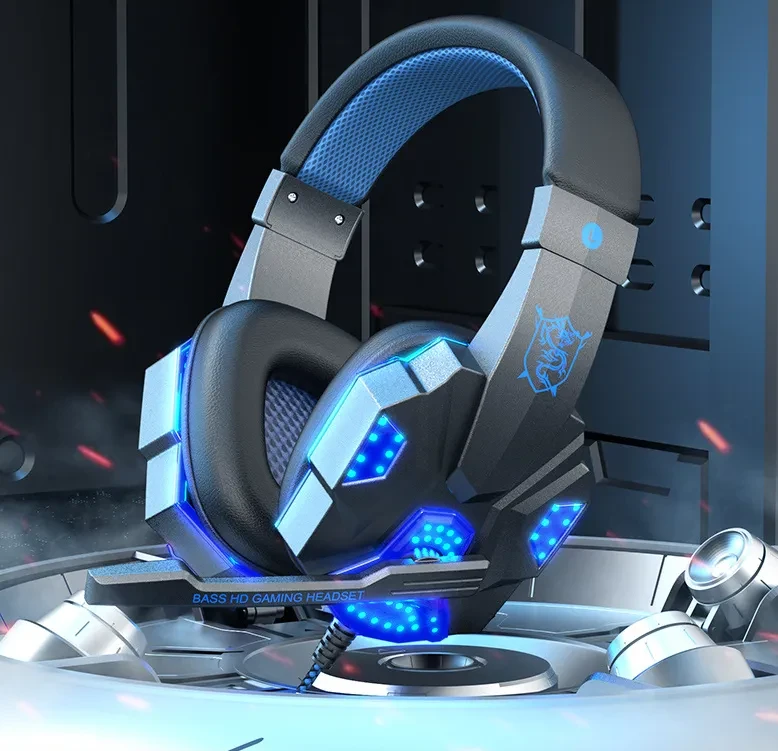 Auriculares con control por cable 7.1 para juegos con emisión de luz