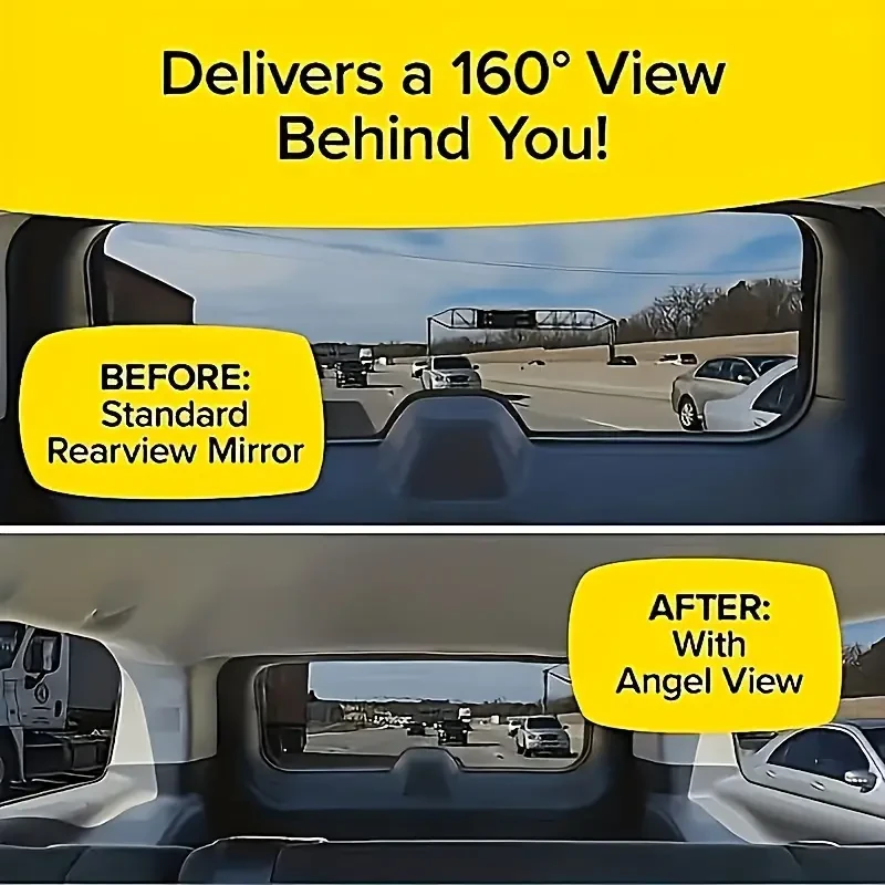 Espejo retrovisor panorámico gran angular para coche: mejora la visibilidad de los puntos ciegos y ofrece un amplio campo de visión. Material ABS duradero.