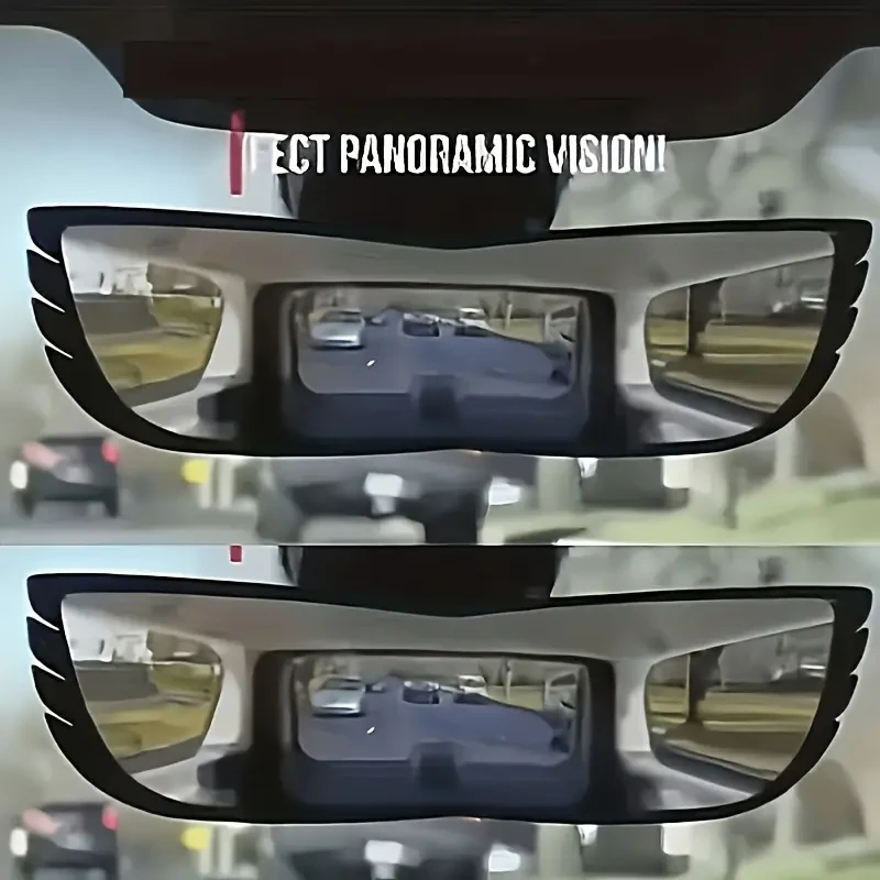 Espejo retrovisor panorámico gran angular para coche: mejora la visibilidad de los puntos ciegos y ofrece un amplio campo de visión. Material ABS duradero.