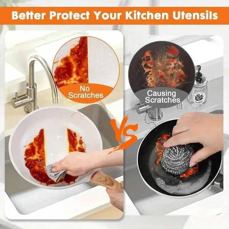 Estropajos de acero de microfibra ultrafinos para jabón - 20/30 unidades, estropajos de cocina de doble cara para platos y utensilios de cocina