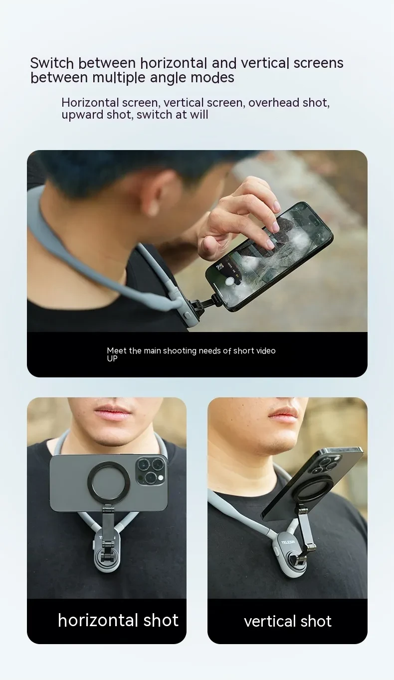Soporte magnético de silicona para el cuello con liberación rápida para teléfono, soporte de succión magnética Magsafe para teléfono celular.