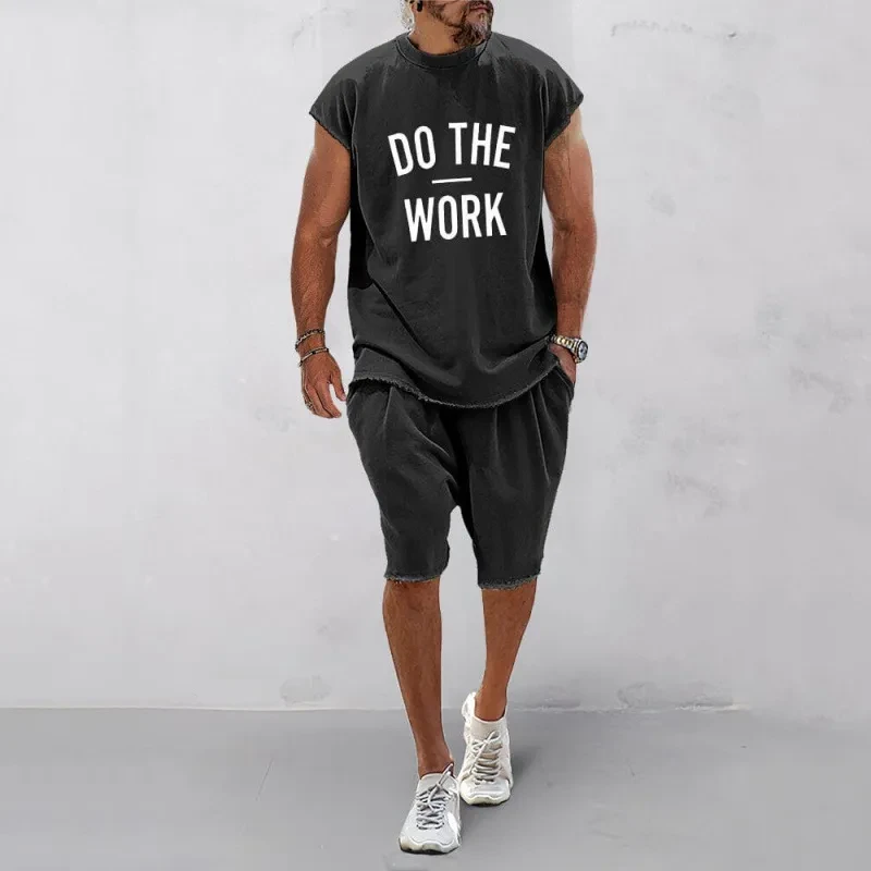 Traje de cuello redondo para hombre con estampado 3D de letras europeas y americanas