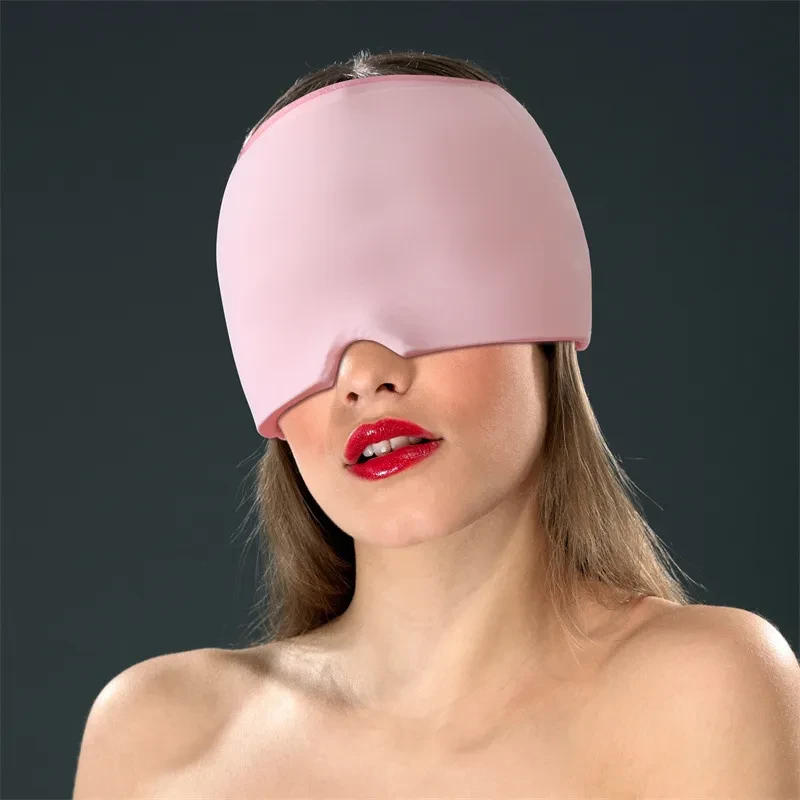 Gorro para aliviar la migraña, terapia de frío, productos para aliviar la migraña, envoltura cómoda para la cabeza, compresa fría, máscara para ojos hinchados