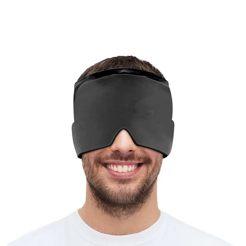 Gorro para aliviar la migraña, terapia de frío, productos para aliviar la migraña, envoltura cómoda para la cabeza, compresa fría, máscara para ojos hinchados