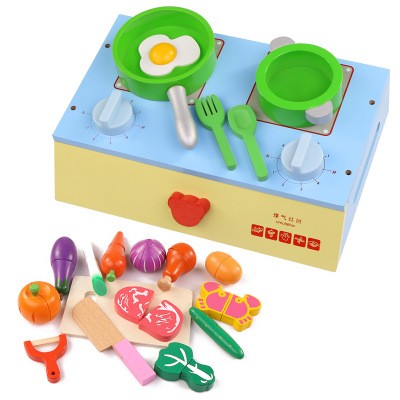 Juguete de cocina magnético de madera para niños, ideal como simulación de cocina a gas.