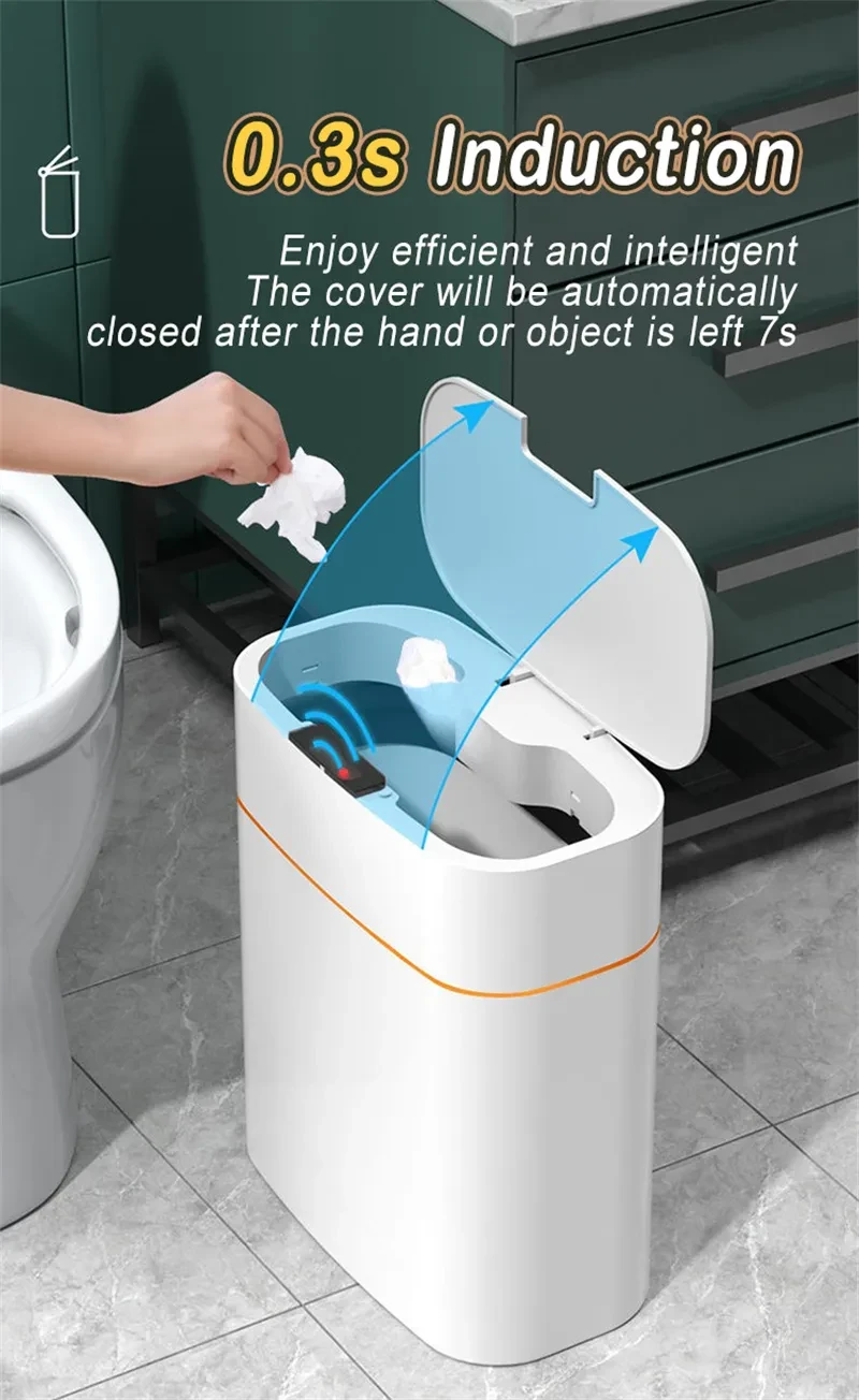 Papelera inteligente con tapa para dormitorio y sala de estar