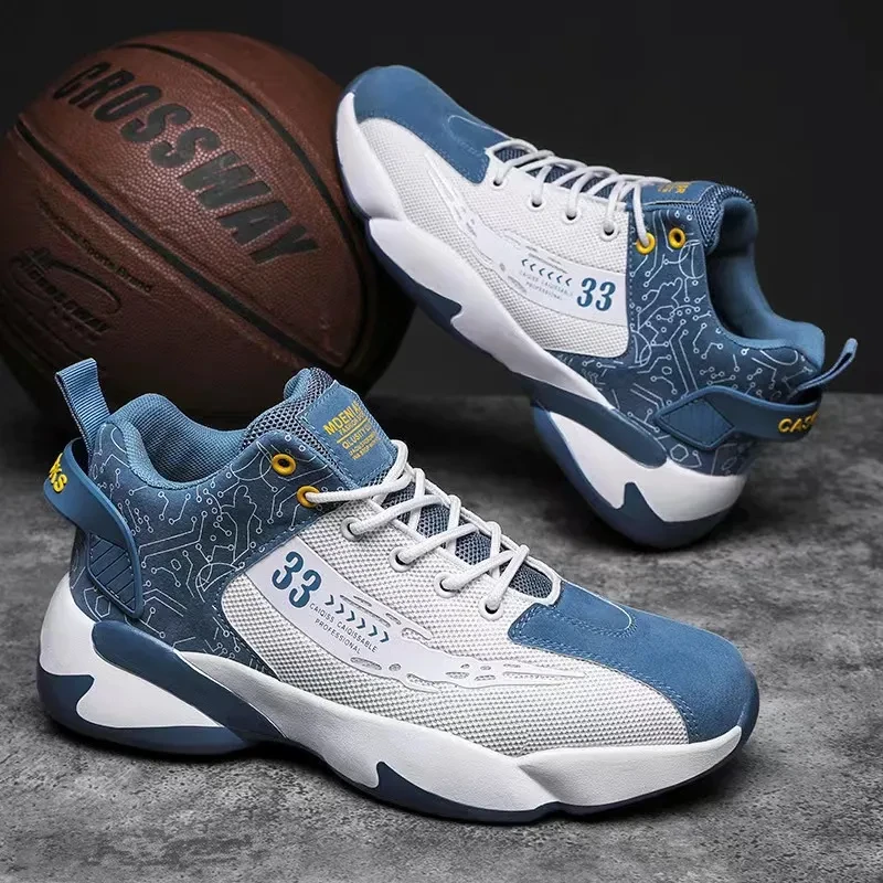 Zapatillas de baloncesto transpirables de caña alta con amortiguación para jóvenes