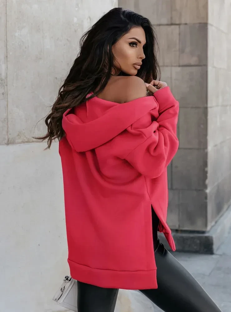 Sudadera deportiva con capucha, bolsillo, cremallera y bolsillos para mujer