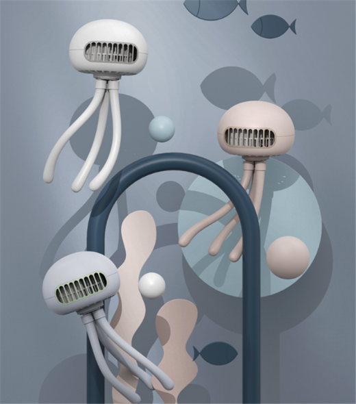 Ventilador de pulpo medusa para cochecito de bebé, ventilador eléctrico especial para cochecito de bebé