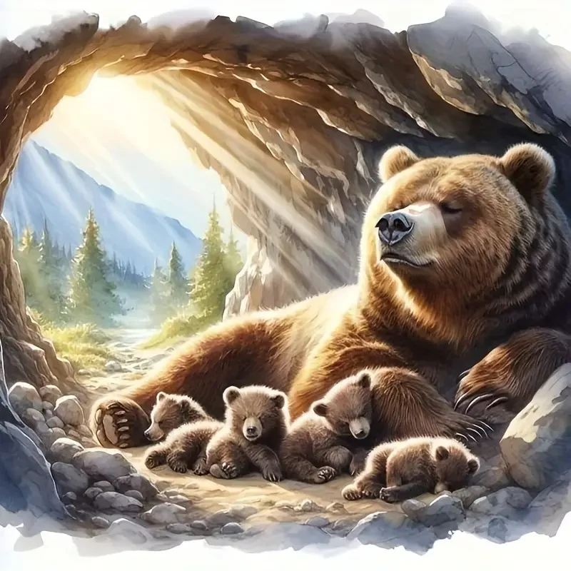 Kit de pintura de diamante redondo con taladro completo - Impresionante diseño de oso