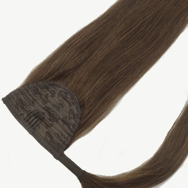Peluca de cabello real con cola de caballo y velcro, extensiones largas sin costuras, trenzas