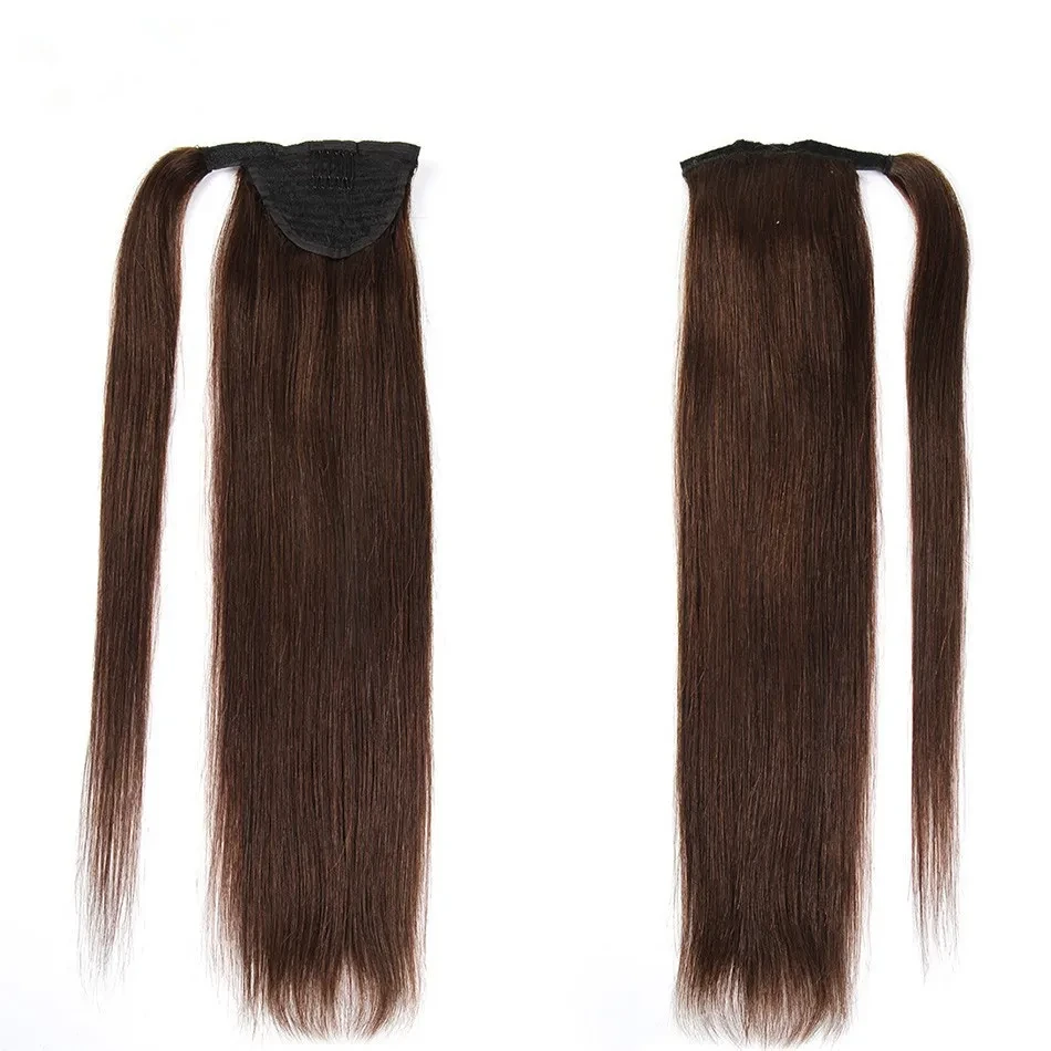 Peluca de cabello real con cola de caballo y velcro, extensiones largas sin costuras, trenzas
