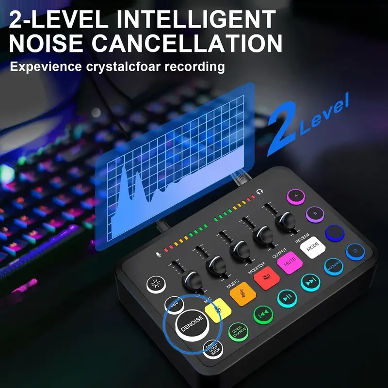 Tarjeta de sonido F11 con mezclador de DJ y cambiador de voz