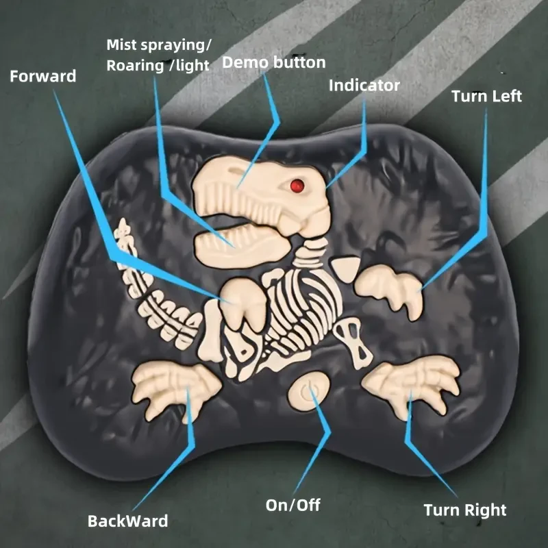 Juguete de dinosaurio Tiranosaurio Rex con control remoto y aerosol brillante